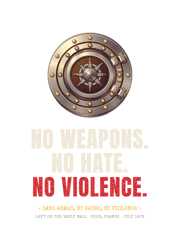 No Weapons. No Hate. No Violence. Tee design artwork