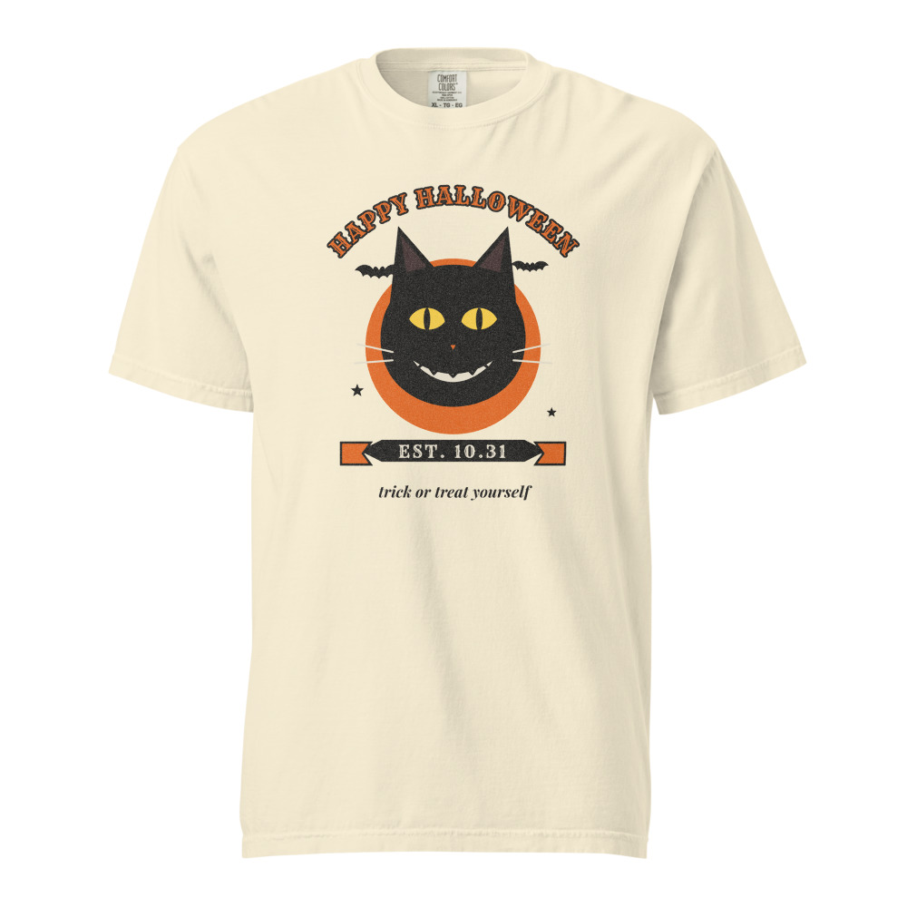 Vintage Black Cat Tee, Ivory