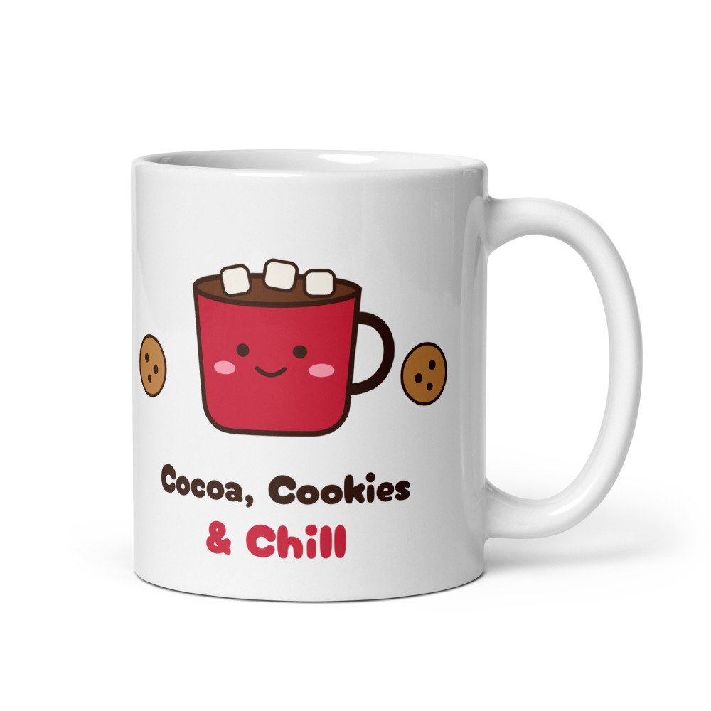 Cocoa, Cookies & Chill Mug, White
