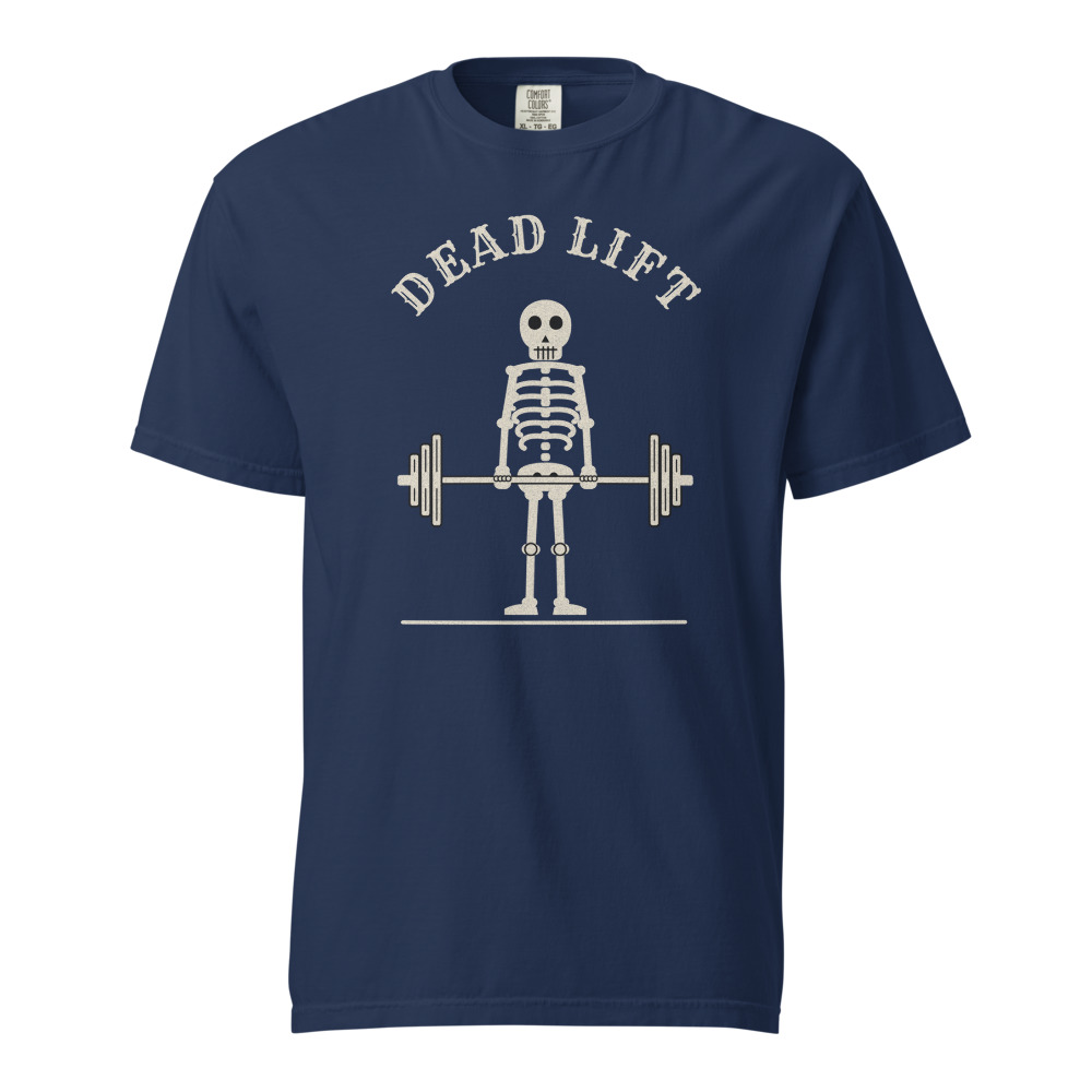 Dead Lift Skeleton Tee in True Navy