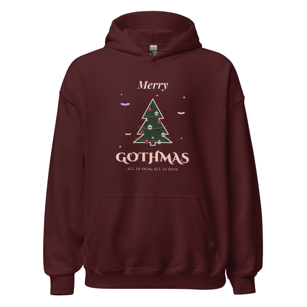 Merry Gothmas Hoodie in Maroon