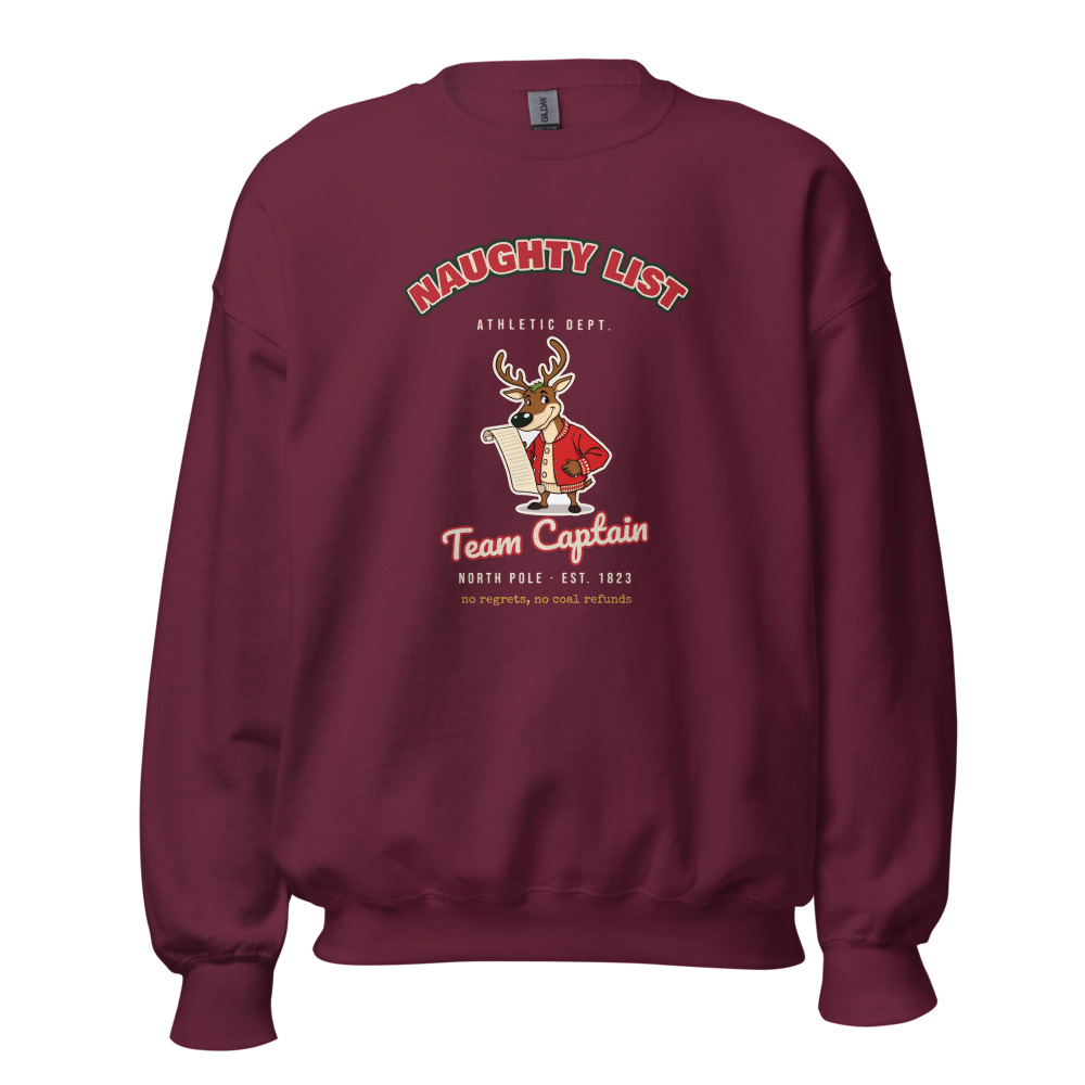 Naughty List Varsity Sweatshirt in Maroon