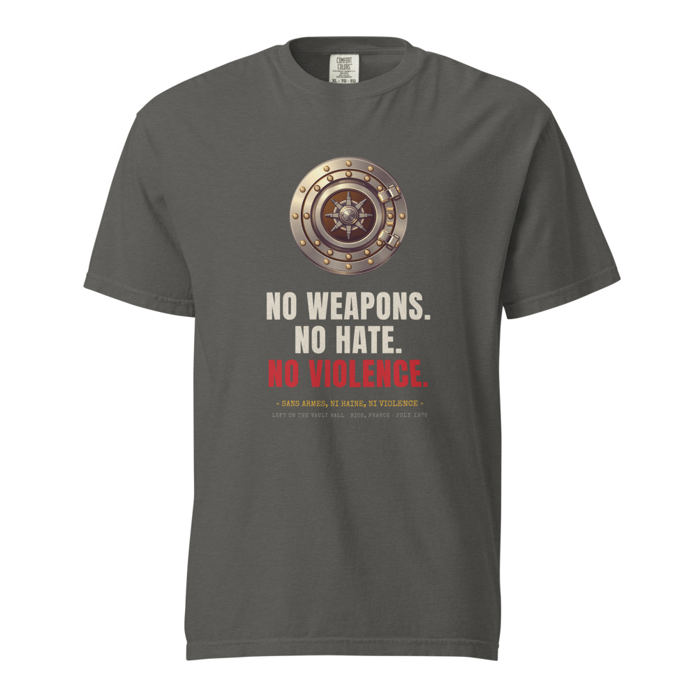 No Weapons. No Hate. No Violence. Tee in Pepper