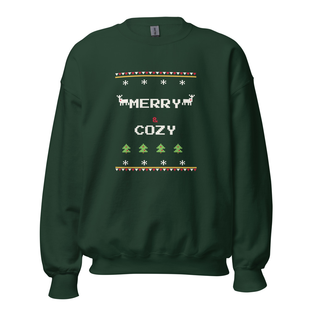 Merry & Cozy Knit Sweatshirt, Forest Green